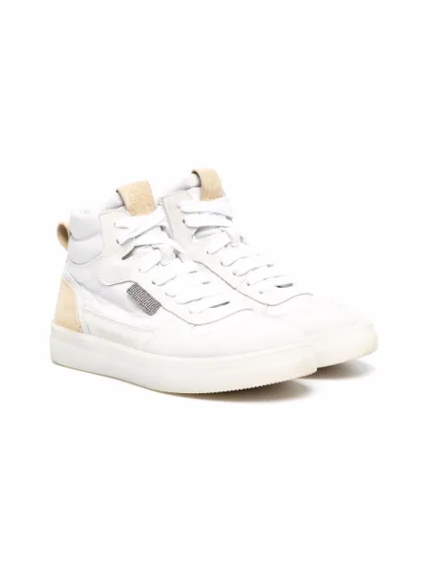 Brunello Cucinelli Kids embellished leather high-top sneakers
