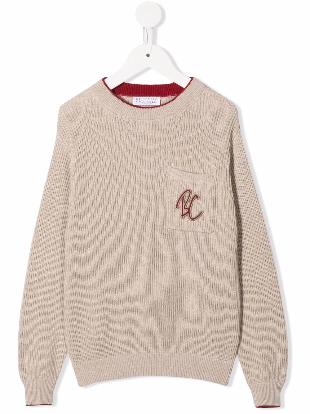 

Brunello Cucinelli Kids ribbed crew neck jumper - Neutrals