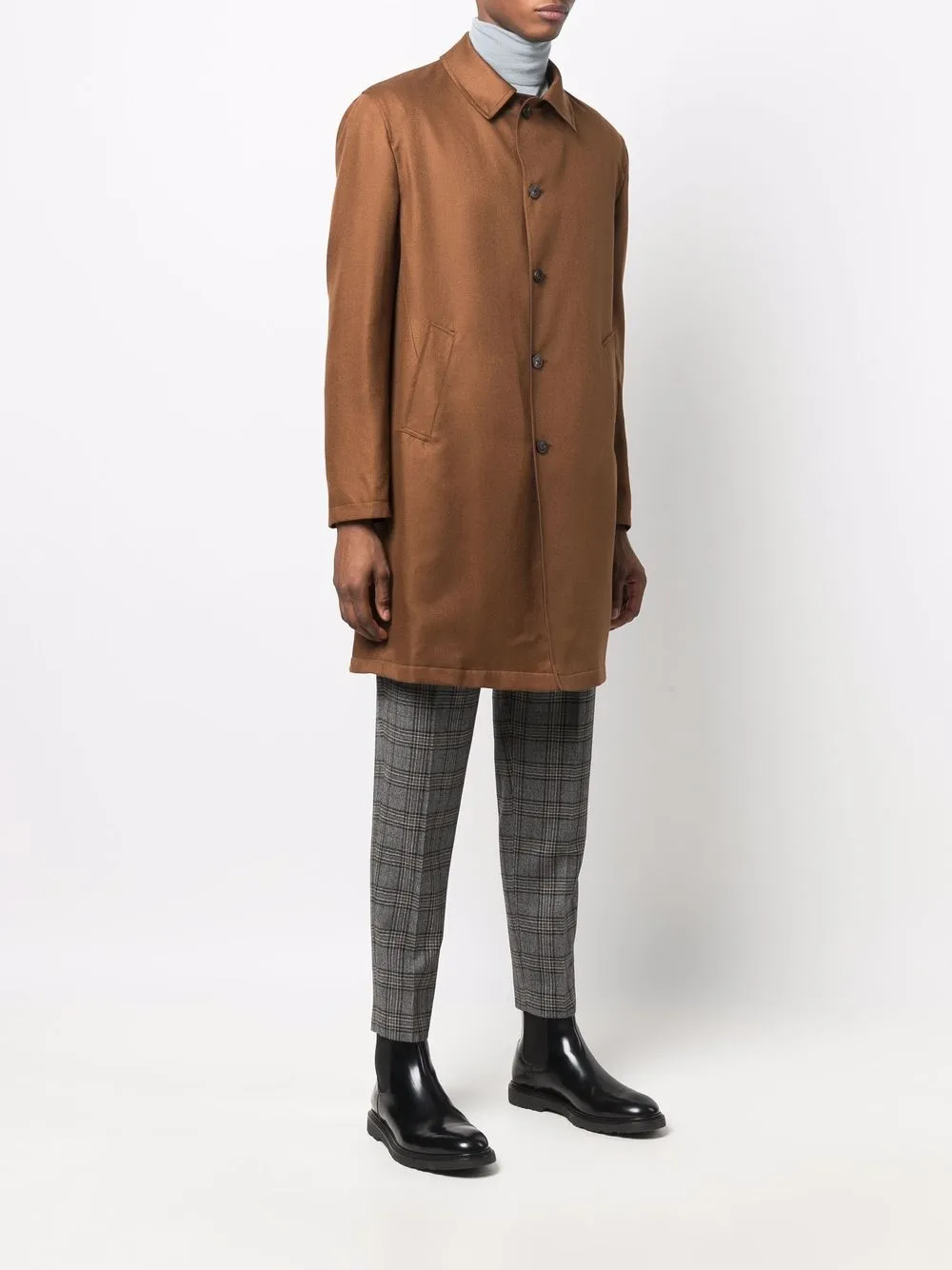 Lardini Single-breasted Tailored Coat In Brown