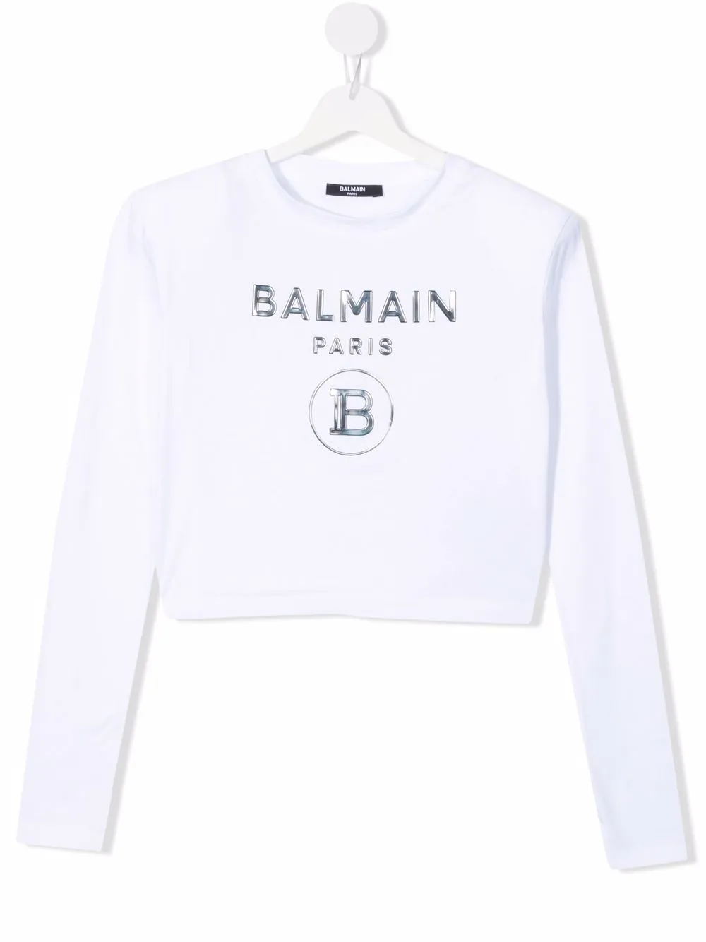 

Balmain Kids top corto con logo en relieve - Blanco