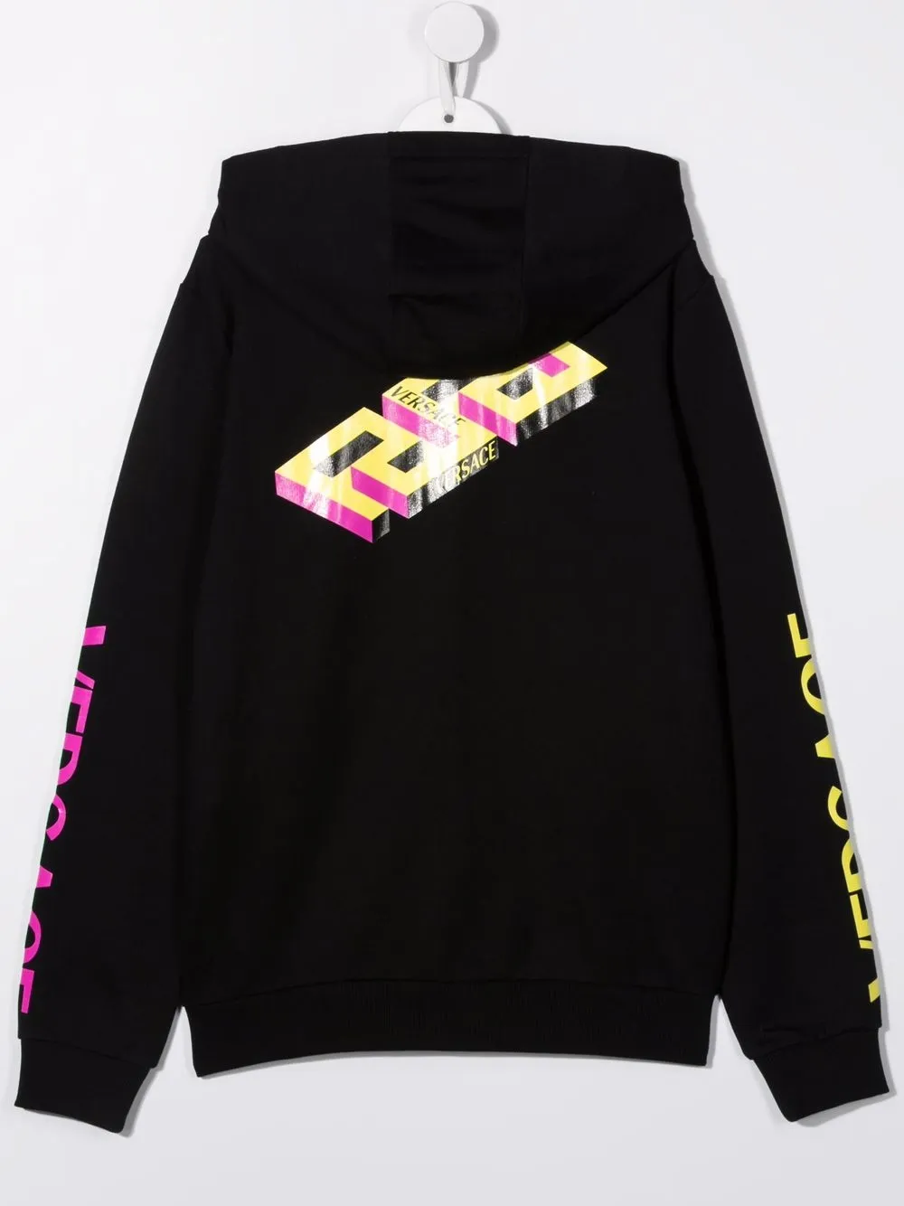 Shop Versace Teen Logo-print Zip-up Hoodie In Black