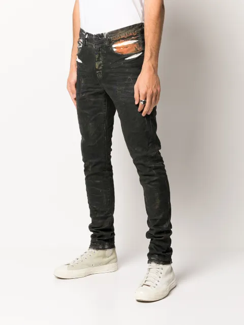 Purple Brand paint-print skinny jeans 