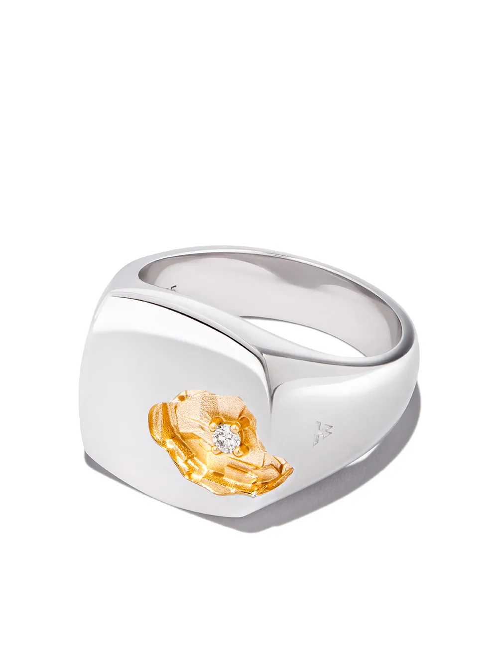 

Tom Wood anillo de sello Mined grande con diamante - Plateado
