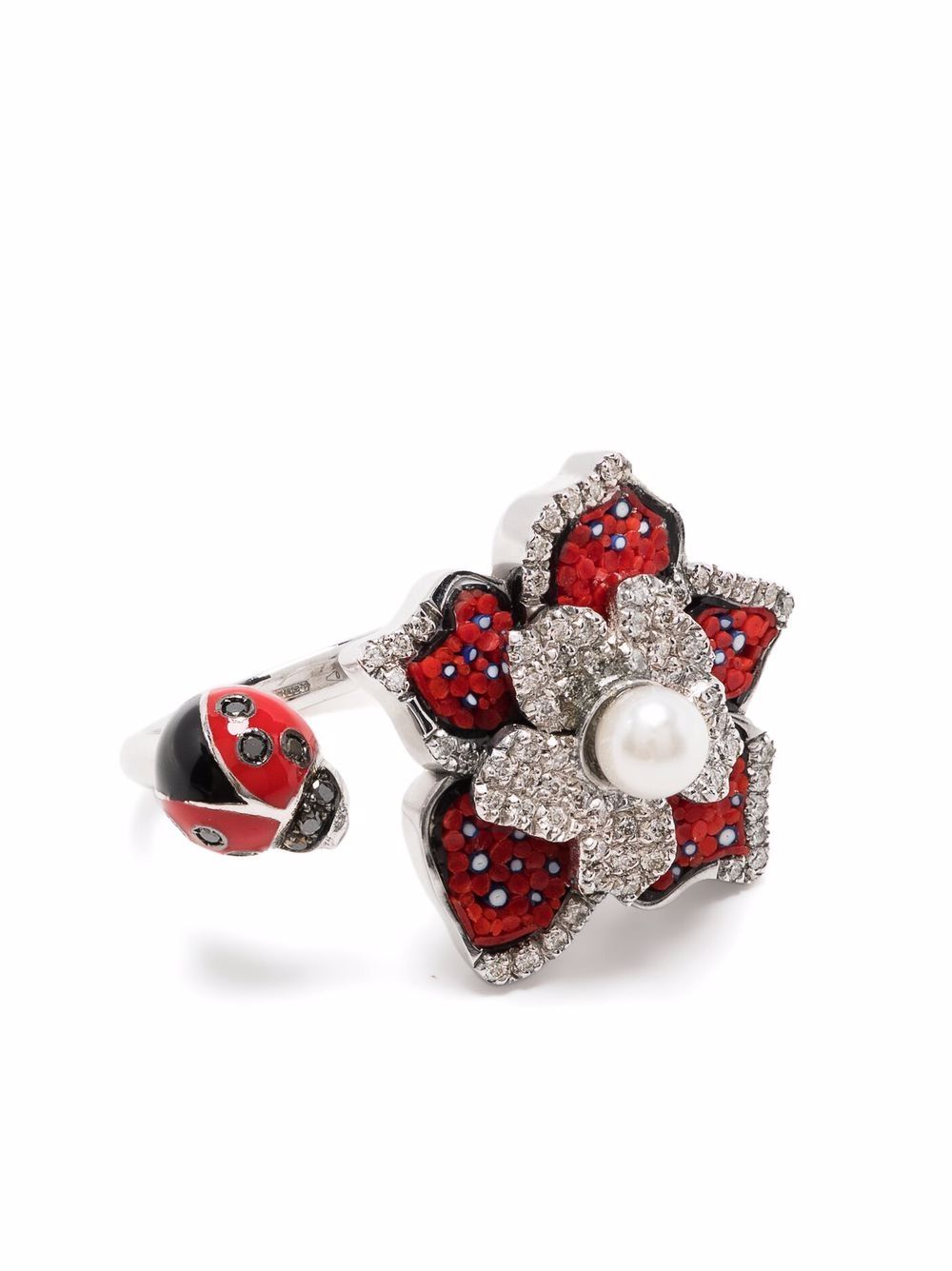 фото Sicis jewels кольцо universe ladybird из белого золота с бриллиантами