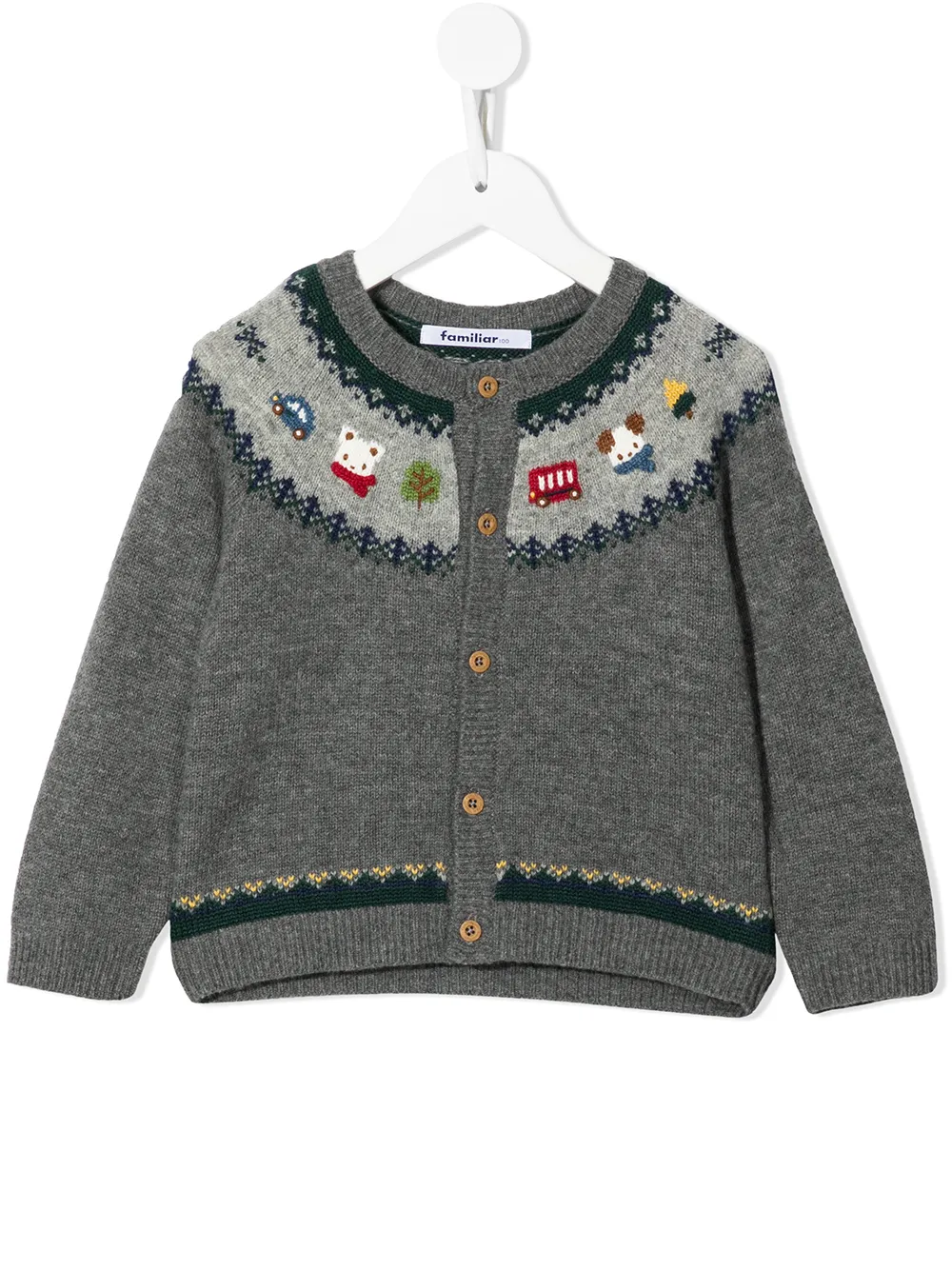 

Familiar cárdigan tejido en intarsia - Gris