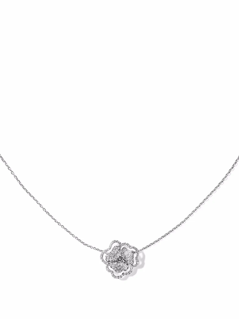 

AS29 18kt white gold Bloom diamond and sapphire necklace - Silver