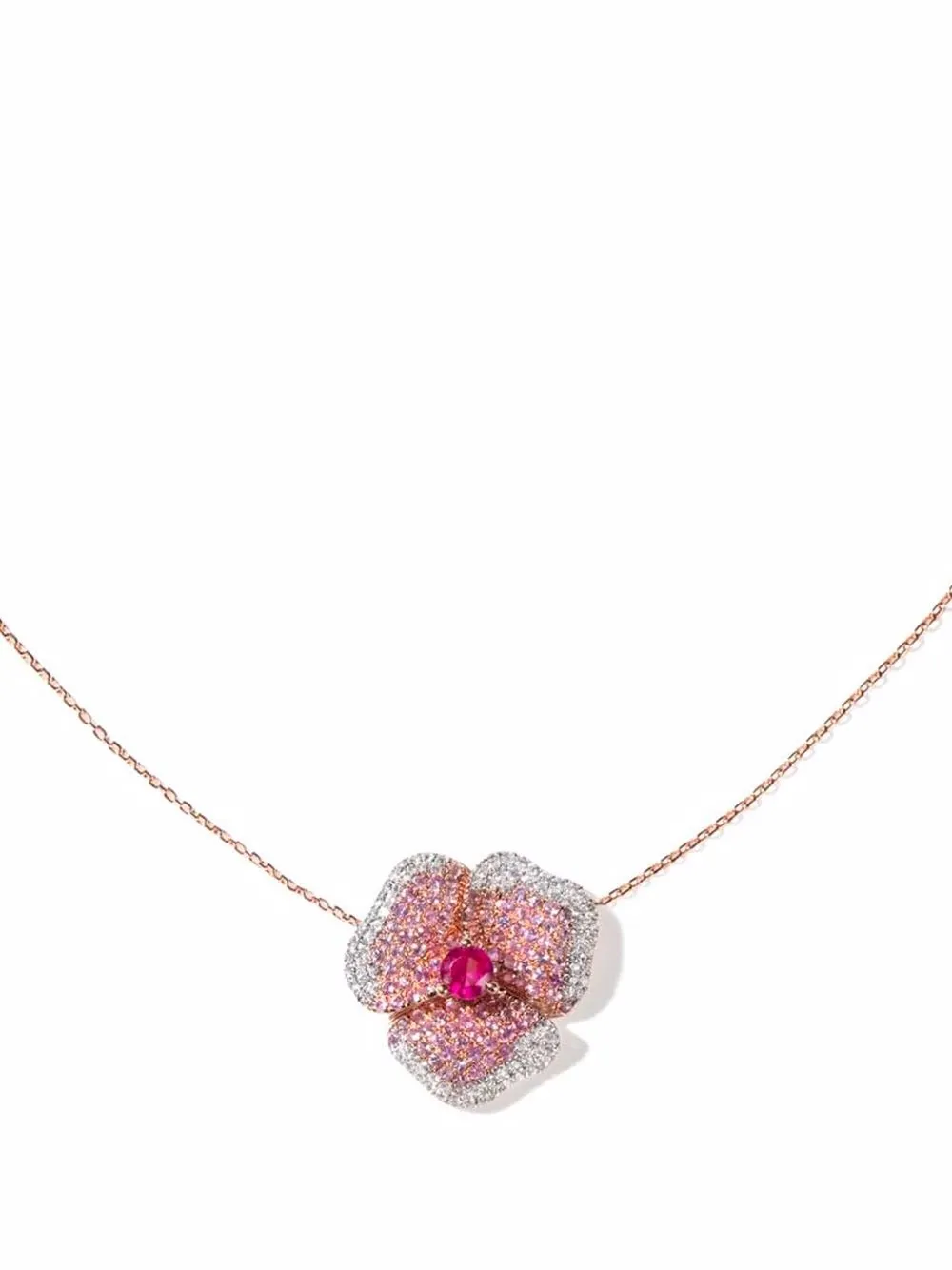 

AS29 18kt rose and white gold Bloom sapphire and diamond necklace - Pink