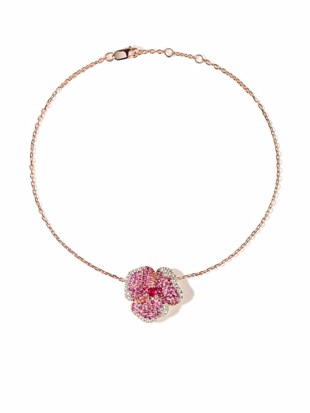 

AS29 18kt rose gold Bloom small flower sapphire bracelet - Pink