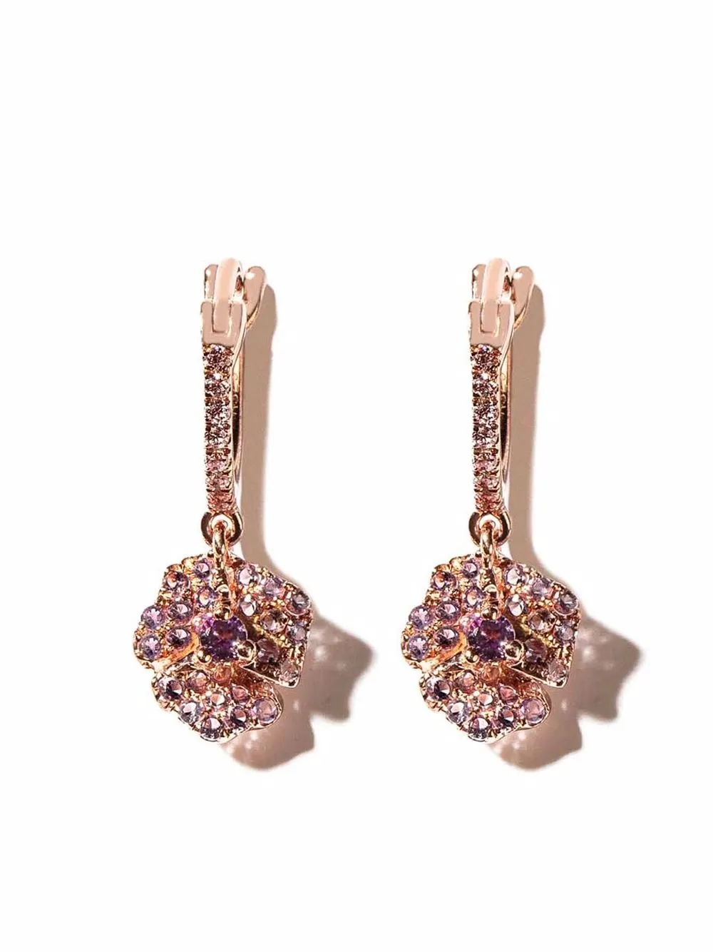 

AS29 18kt rose gold Bloom petit flower amethyst hoop earrings - Pink
