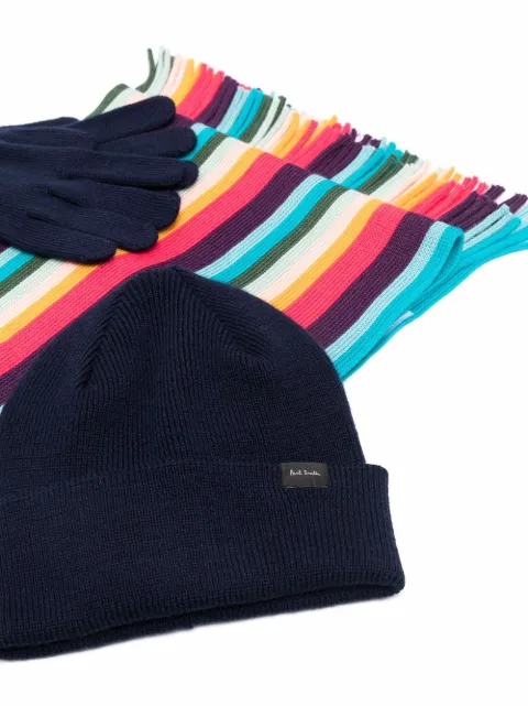 Paul Smith stripe-print Beanie Set 