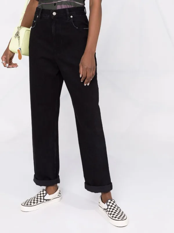 Golden Goose logo-patch straight-leg Trousers | Black | FARFETCH