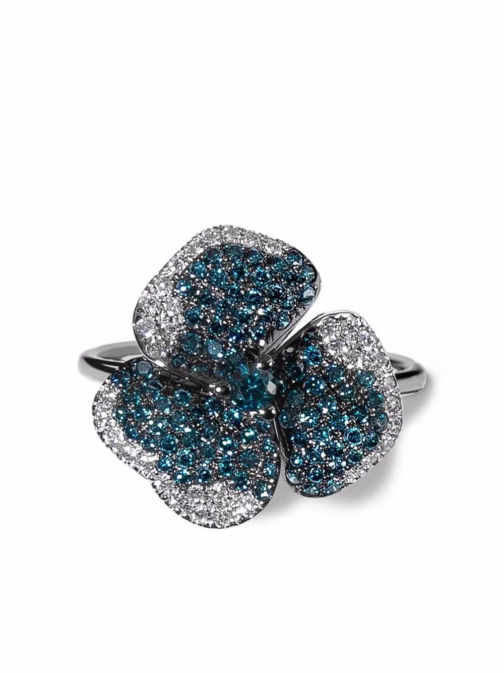 

AS29 anillo Bloom en oro negro de 18kt con flor de diamantes