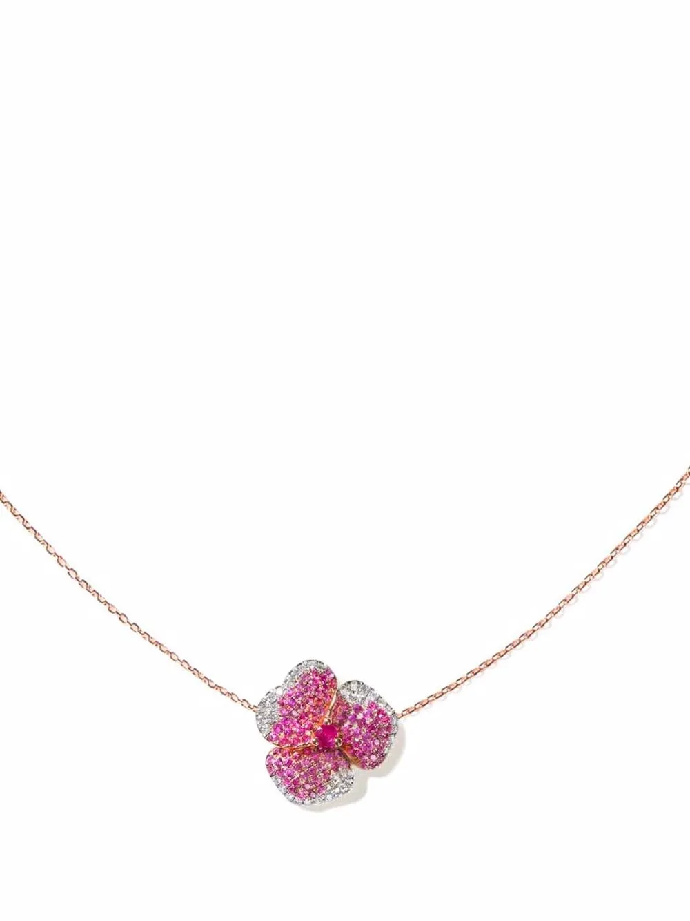 

AS29 18kt rose gold Bloom sapphire and diamond necklace - Pink