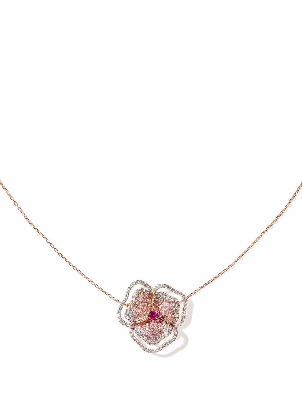 

AS29 18kt rose gold Bloom sapphire and diamond necklace - Pink