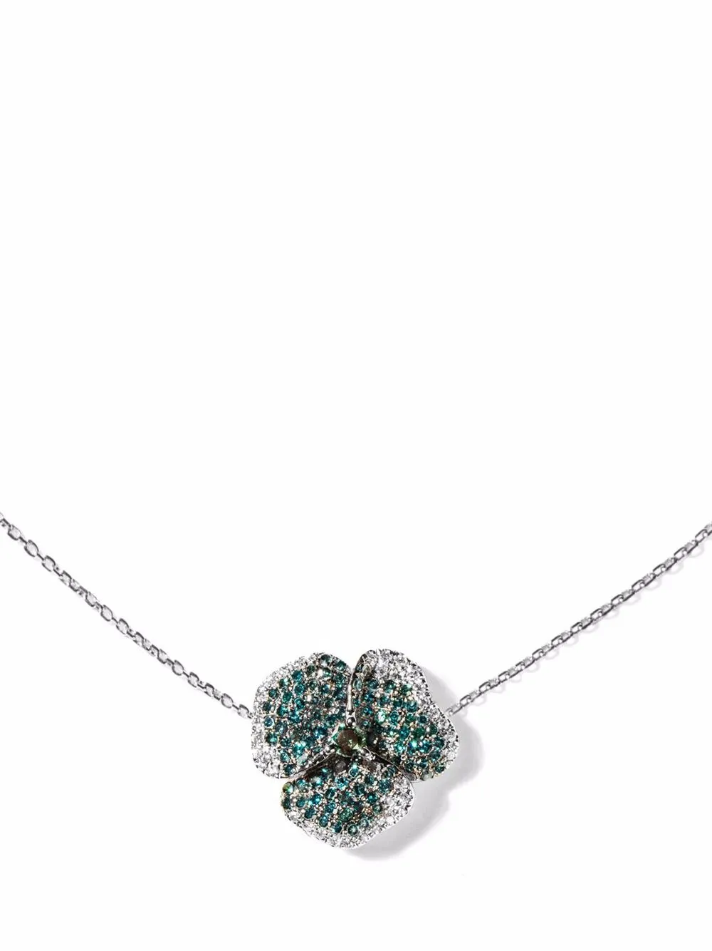 

AS29 18kt black gold Bloom small flower diamond necklace