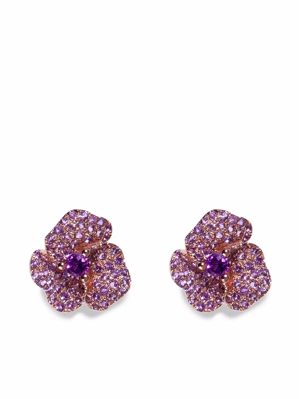 

AS29 18kt rose gold Bloom mini flower amethyst earrings - Pink