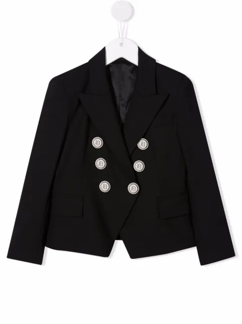 Balmain Kids بليزر بصفي أزرار بشعار الماركة
