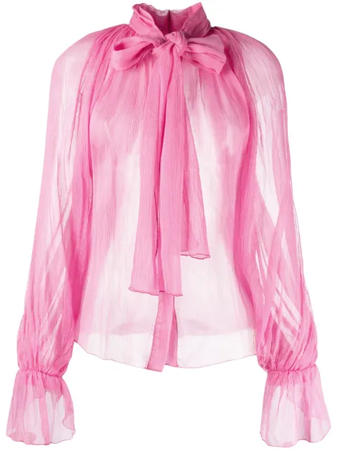 Atu Body Couture blusa de seda con moño en el cuello 