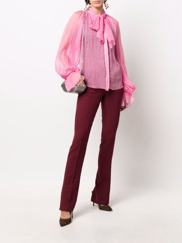 Atu Body Couture semi-sheer Pussybow Silk Blouse - Farfetch