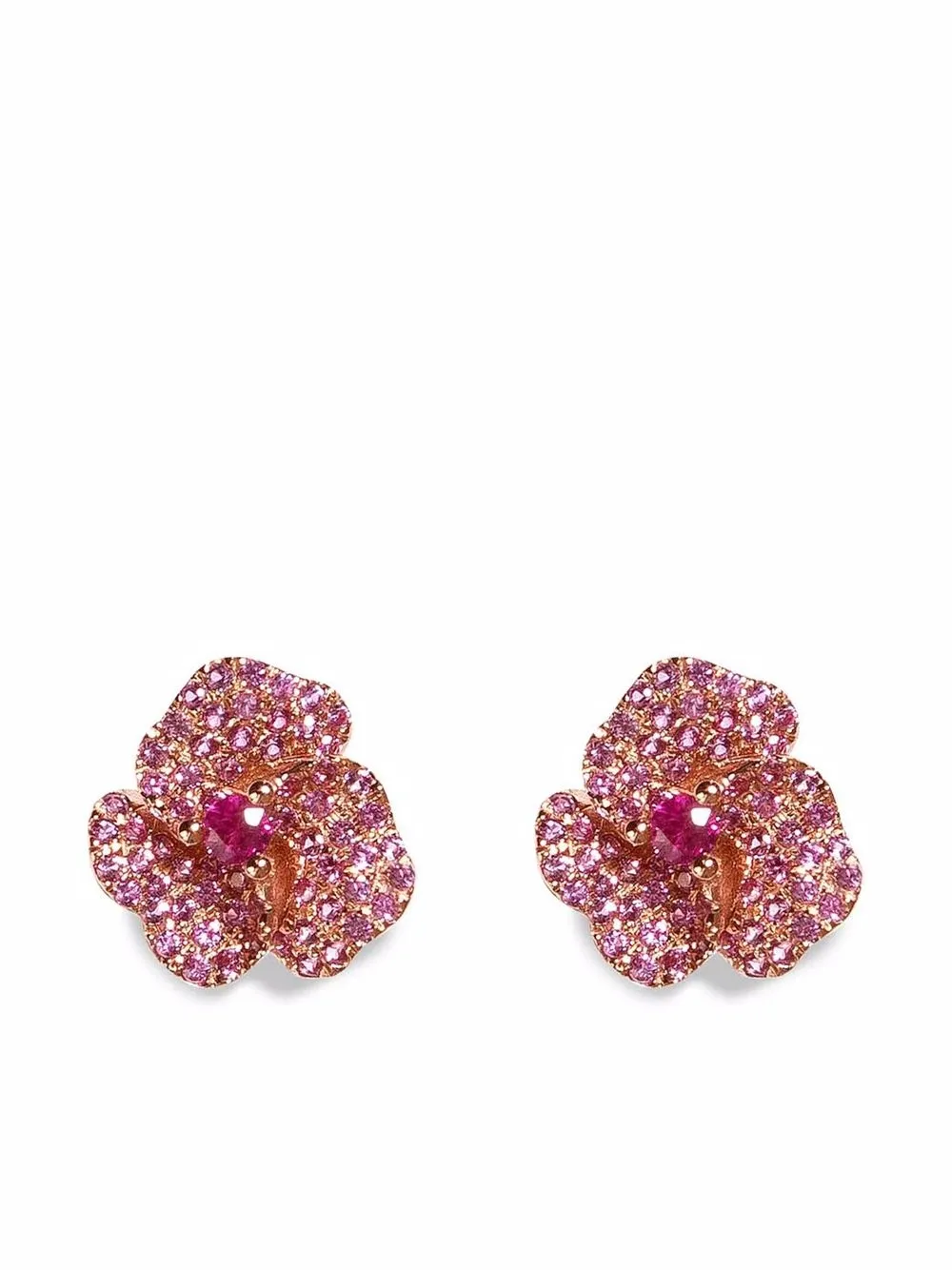 

AS29 18kt rose gold Bloom mini flower sapphire earrings - Pink