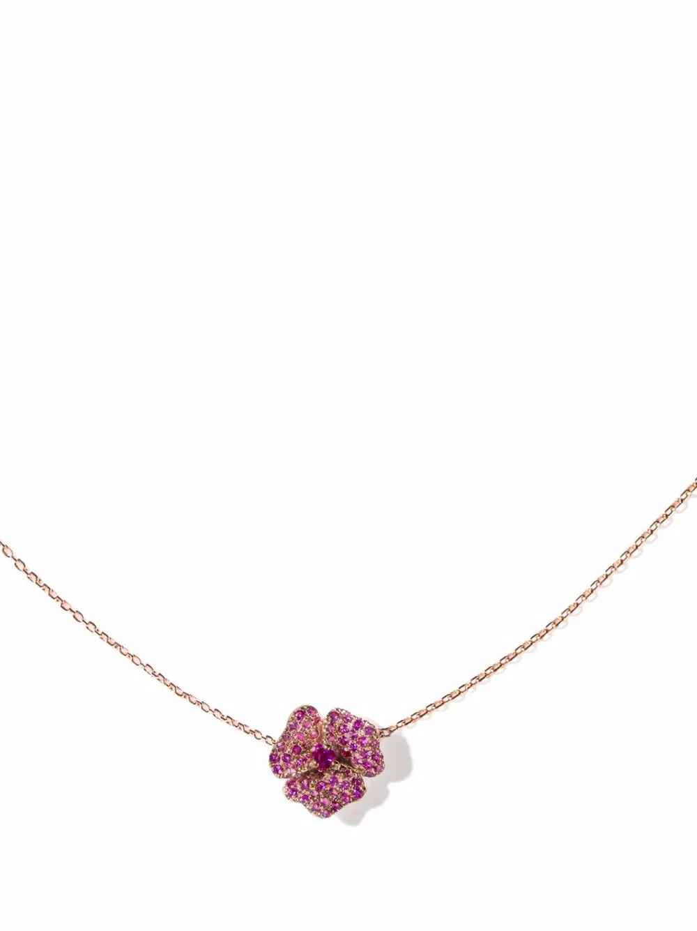 

AS29 18kt rose gold Bloom mini flower sapphire necklace - Pink