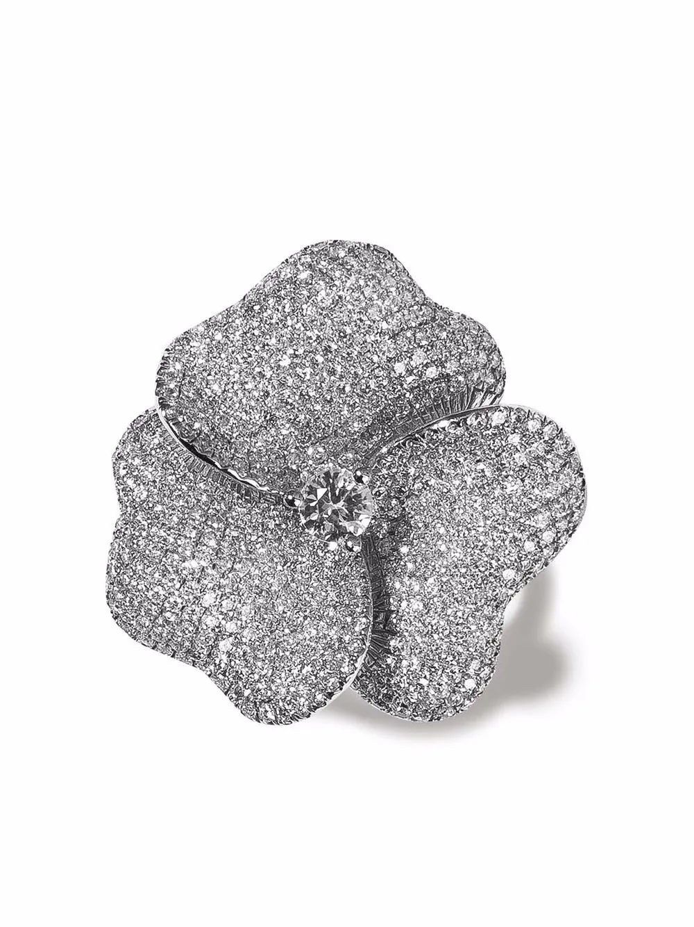 

AS29 18kt white gold Bloom large flower diamond ring - Silver