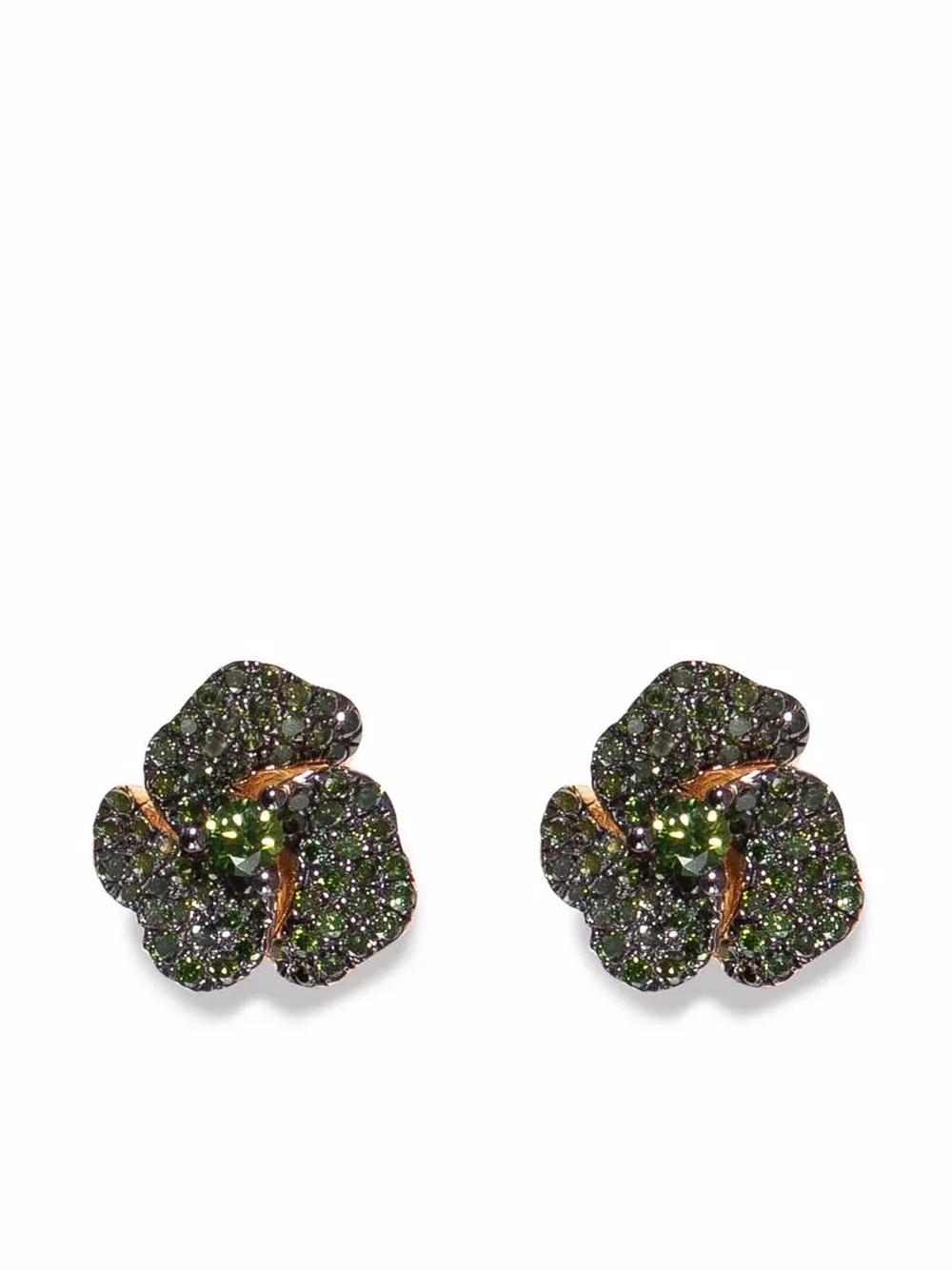 

AS29 aretes en forma de flor Bloom mini en oro amarillo de 18kt con diamantes - Negro