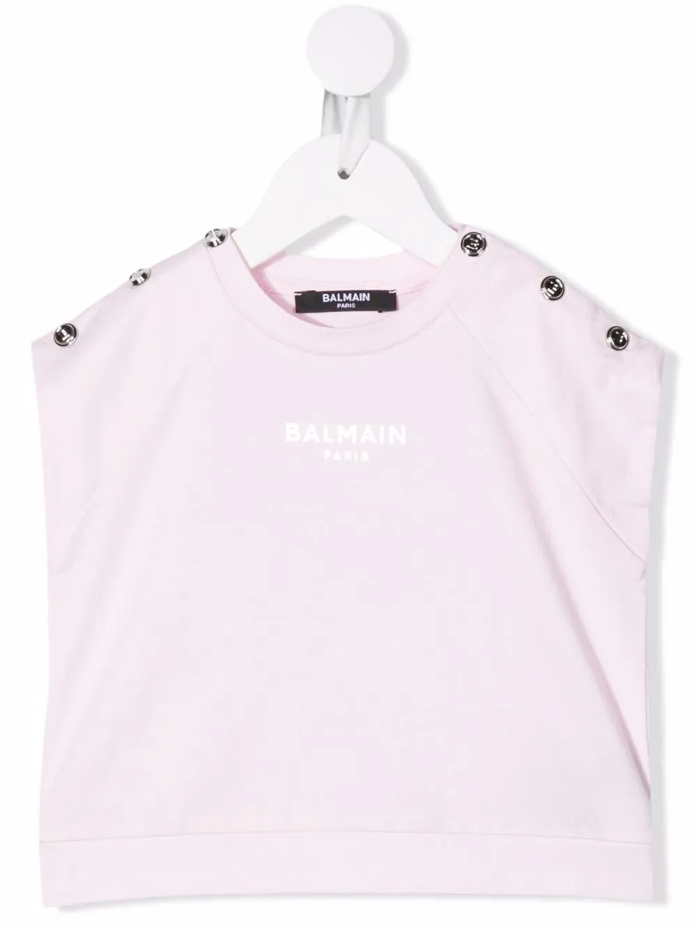 

Balmain Kids top sin mangas con logo estampado - Rosado