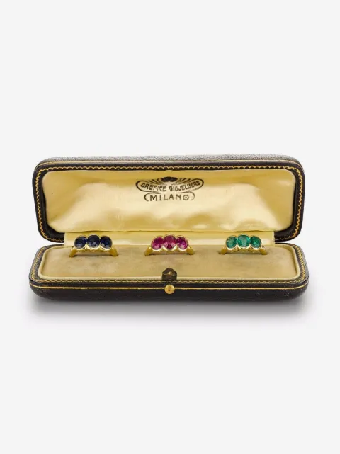 Pragnell Vintage pre-owned 18kt yellow gold Art Nouveau gemstone ring set
