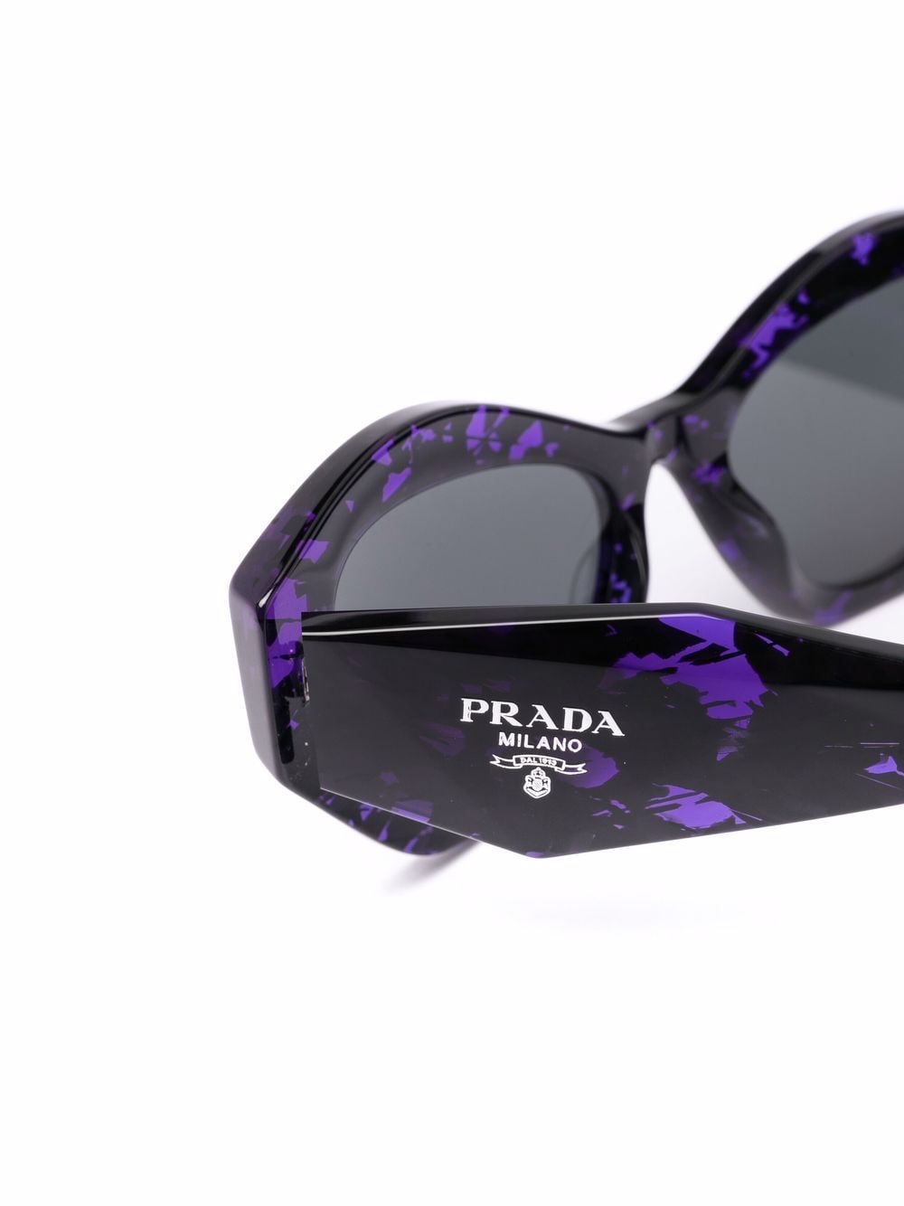 Shop Prada Oval Frame Sunglasses In Blue
