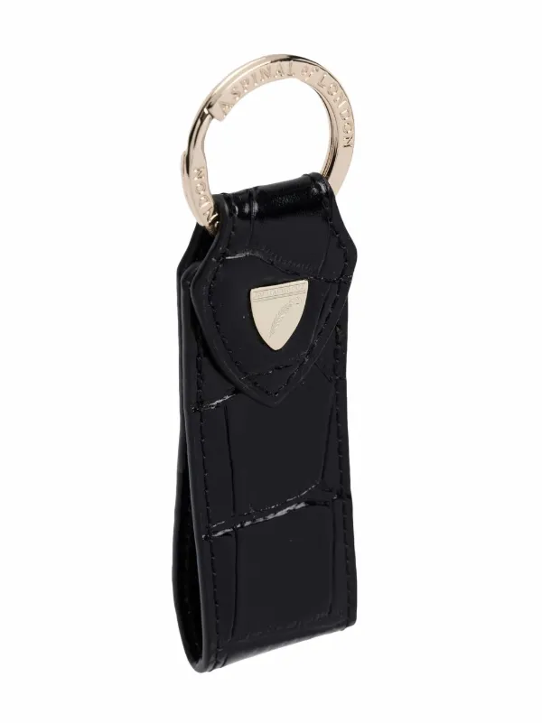 Aspinal Of London crocodile-effect Loop Keyring Black FARFETCH IN