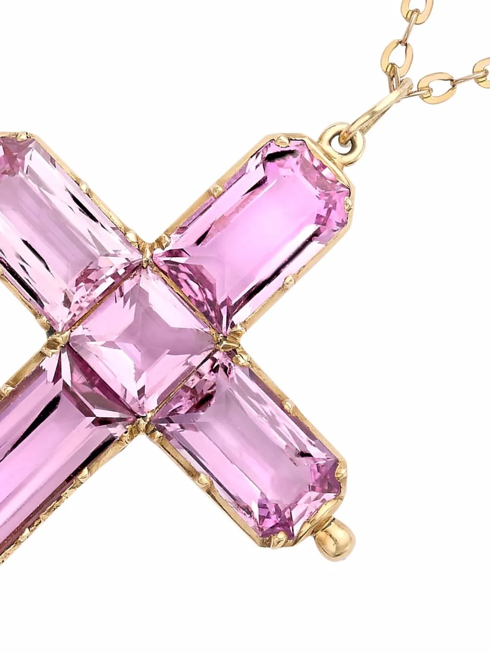 pre-owned 18kt rose gold Georgian topaz cross pendant necklace