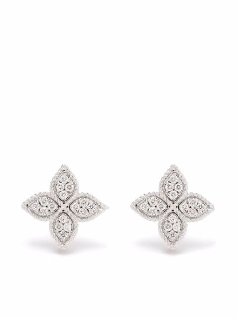 Roberto Coin puces d'oreilles Princess Flower en or blanc 18ct ornées de diamants