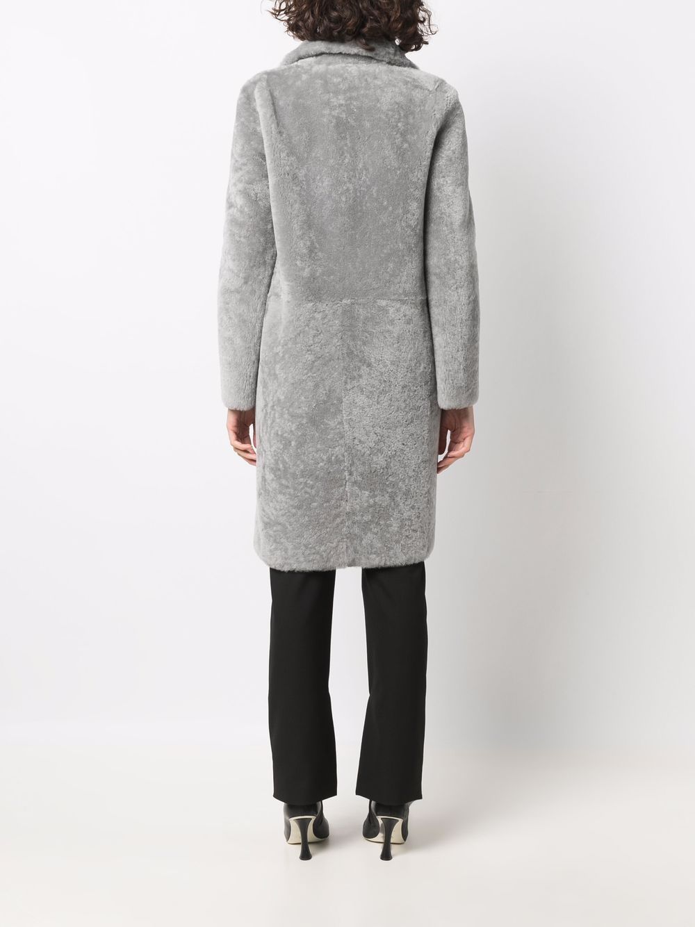 Shop Liska Single-breasted Shearling Coat In Grey