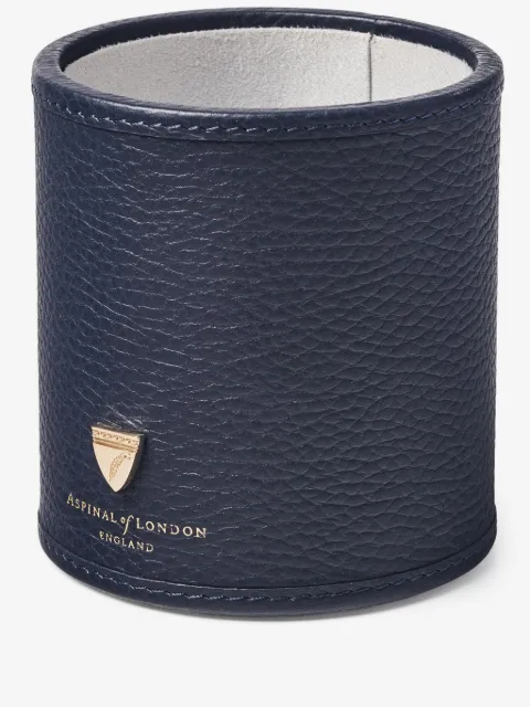 Aspinal Of London grained leather pen pot