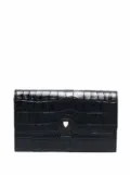 Aspinal Of London embossed-crocodile travel wallet - Black