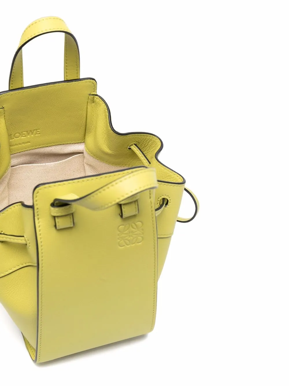 Loewe Mini Hammock Anagram-embossed Bucket Bag In Green