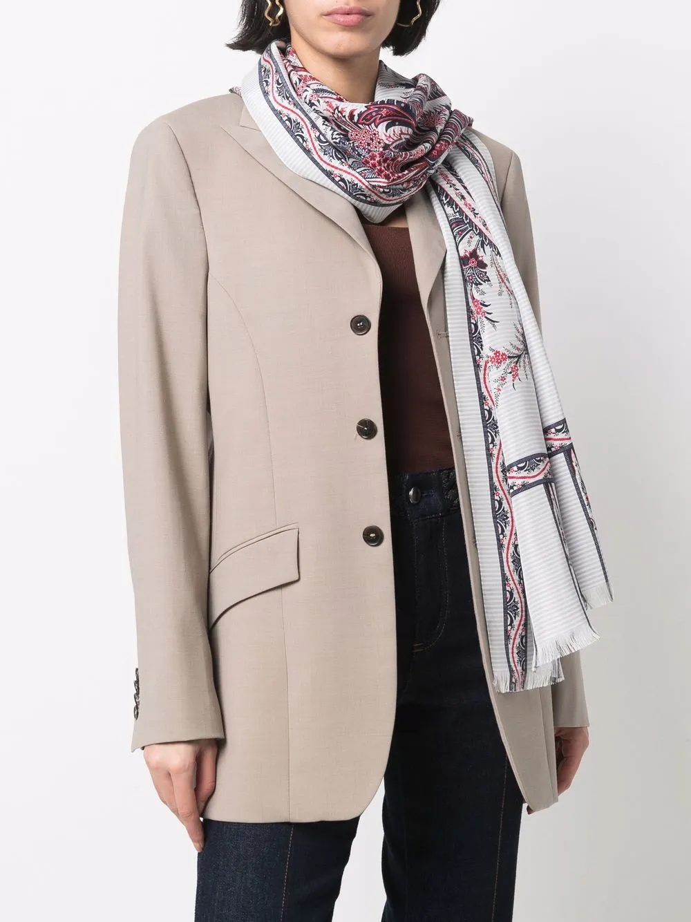 фото Etro шелковый платок с цветочной вышивкой