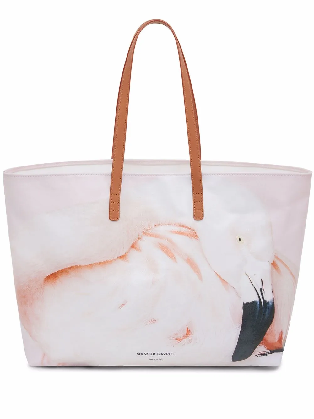 

Mansur Gavriel flamingo-print tote bag - White