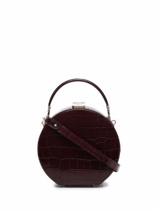 Aspinal Of London Burgundy Croc Embossed Leather Hat Box Shoulder Bag  Aspinal Of London