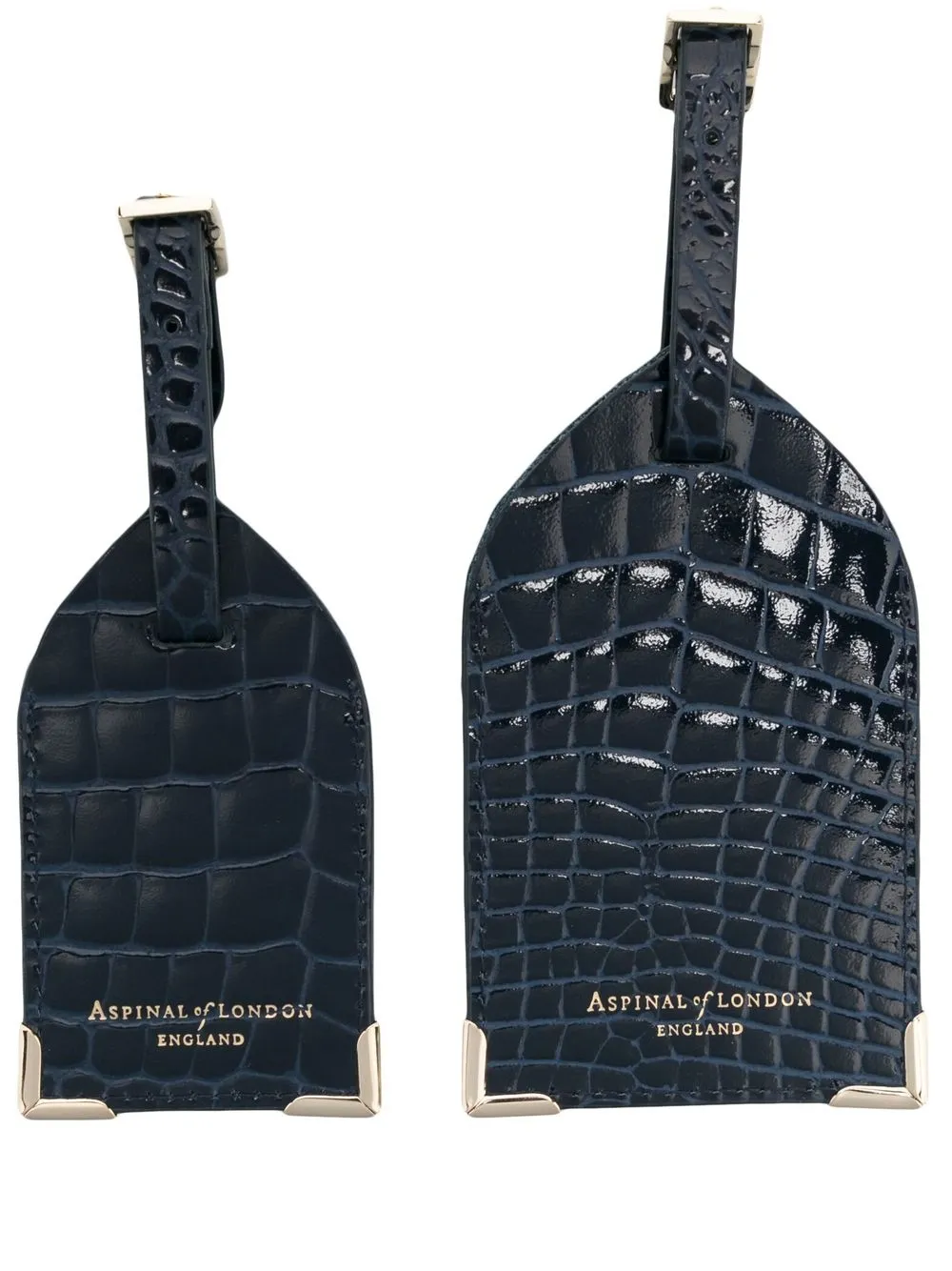 

Aspinal Of London crocodile-embossed luggage tag twin-pack - Blue