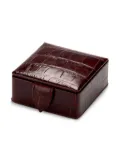Aspinal Of London crocodile-effect leather box - Brown