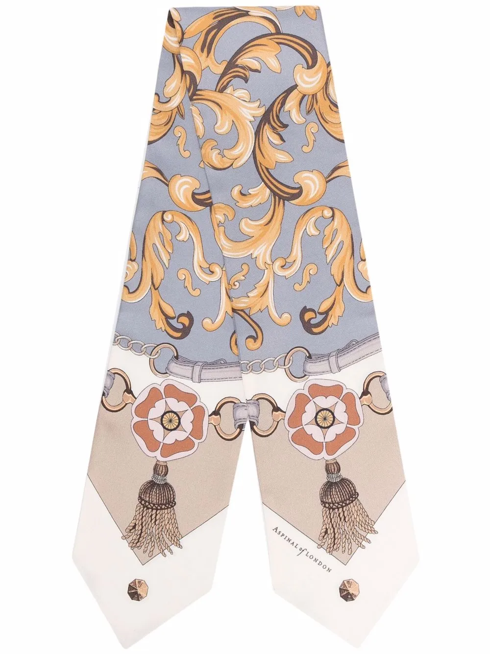 Aspinal Of London signature graphic-print silk scarf | Neutrals | Image 1