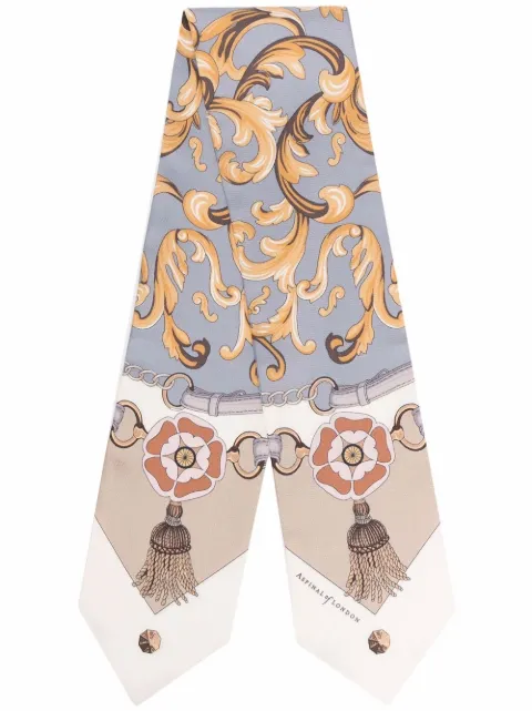 Aspinal Of London signature graphic-print silk scarf