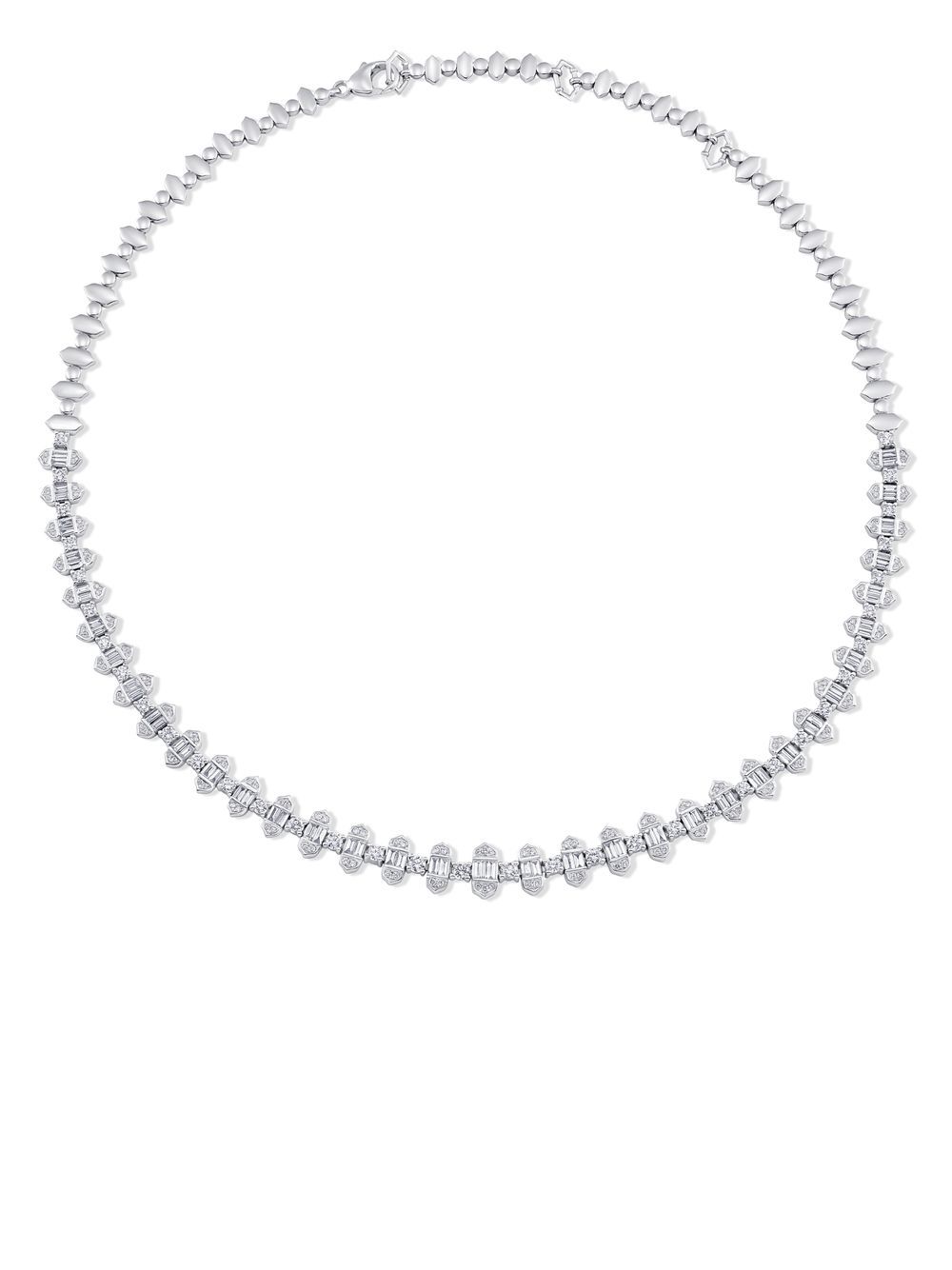 18kt white gold Taj baguette diamond vertical choker