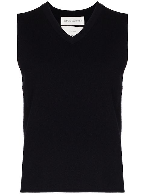 extreme cashmere V-neck knitted vest