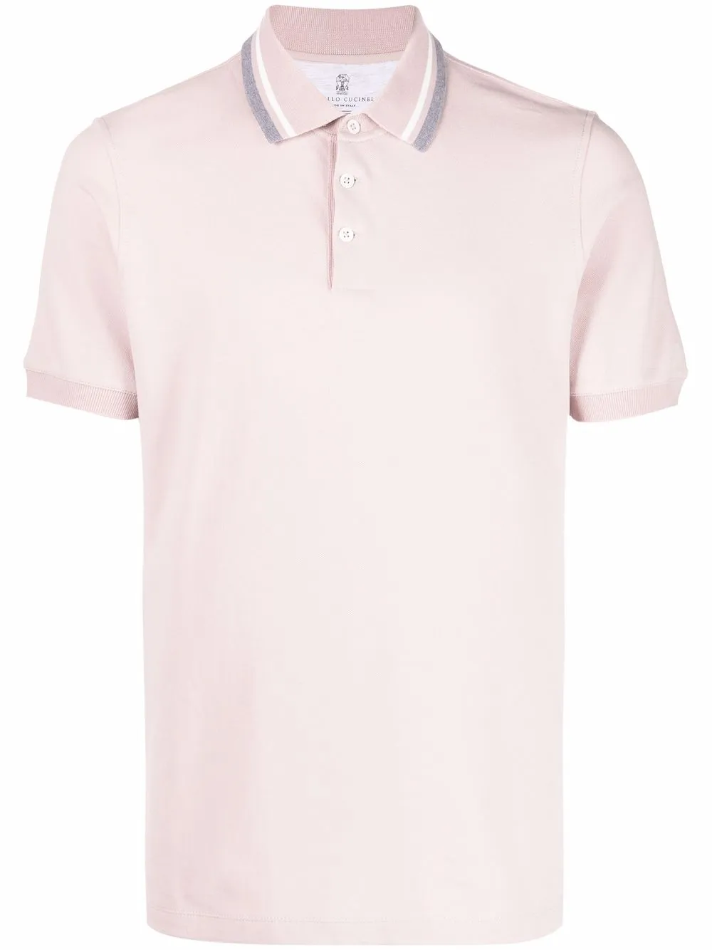 

Brunello Cucinelli striped-border polo shirt - Pink