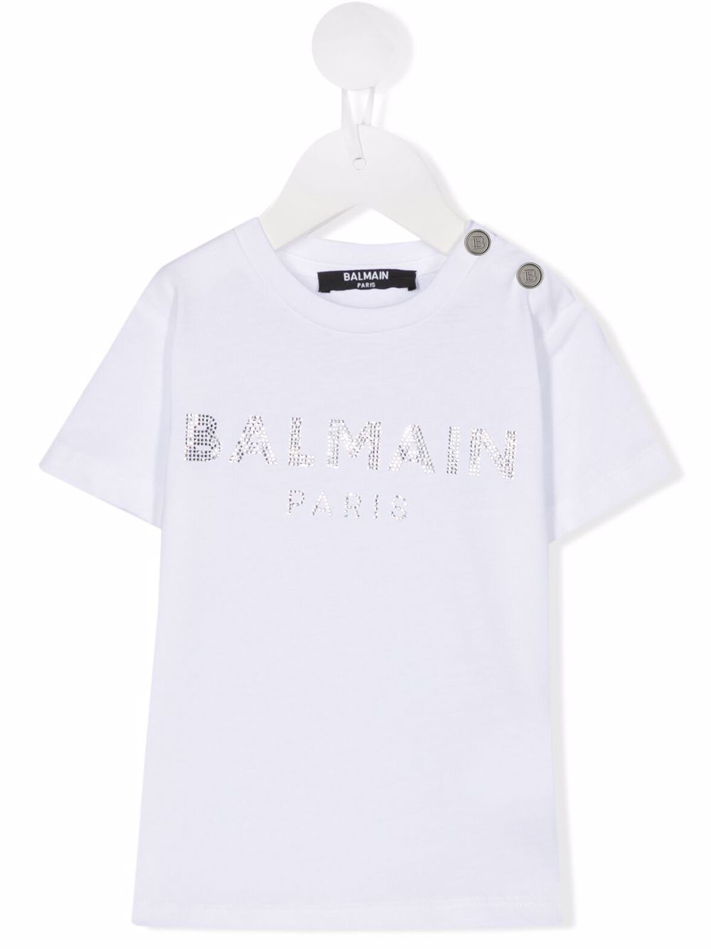 фото Balmain kids футболка с логотипом и кристаллами