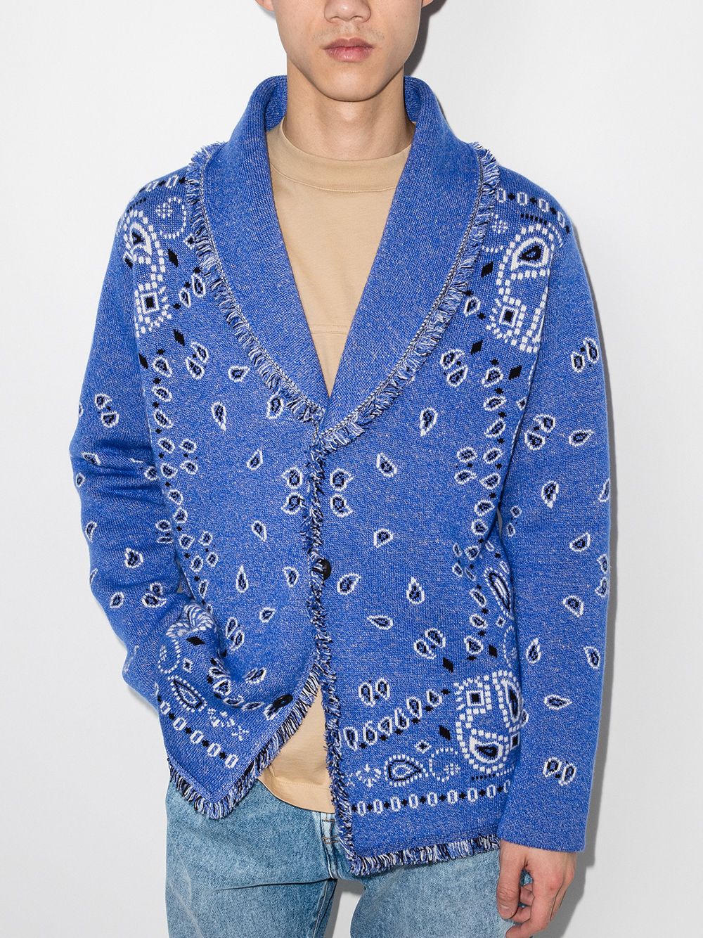 фото Alanui bandana-print knitted cardigan