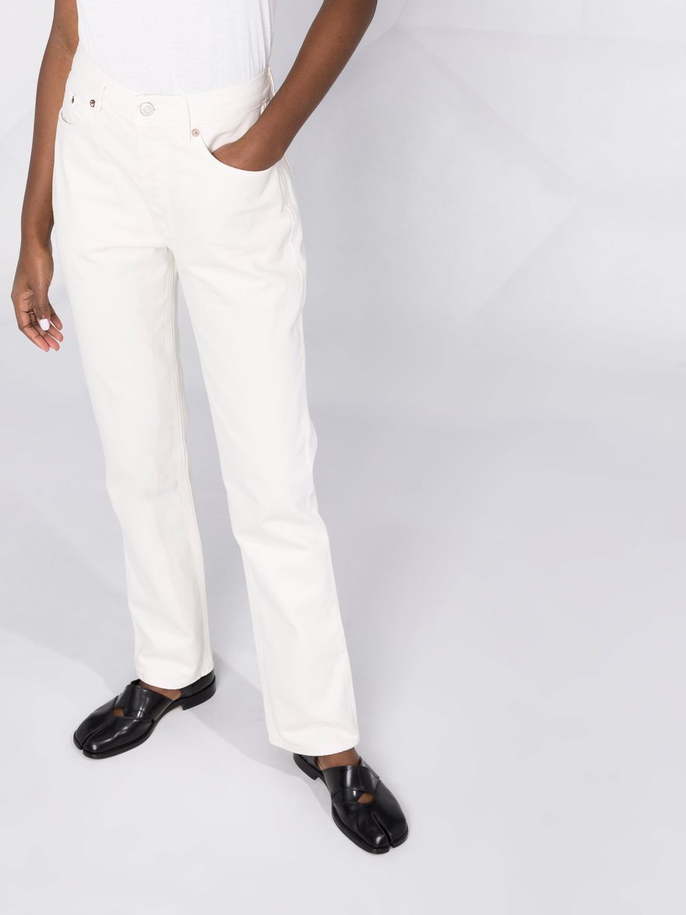 Shop Agolde Straight-leg Denim Jeans In White